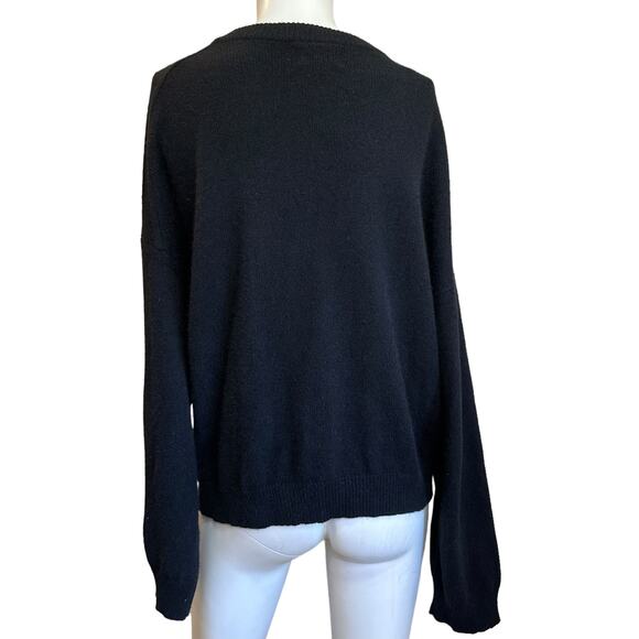 LouLou Studio Black Wool Yak Blend Crewneck Oversized Boxy Wide Sleeve Sweater S - Picture 3 of 7